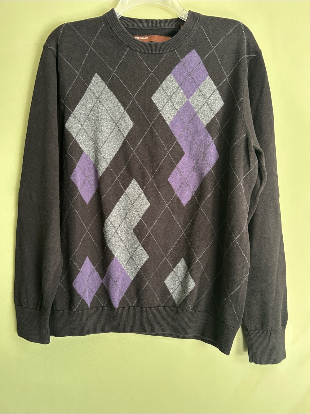 Perry Ellis men's crewneck argyle pullover sweater Size M